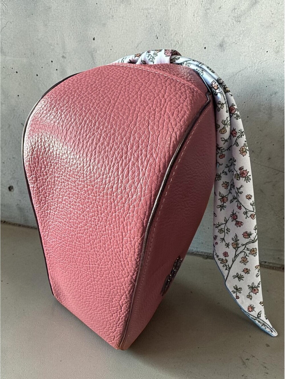 Coach Jes Hobo Handbag Rose Pink Pebble Leather with Floral Scarf Accent - Picture 11 of 14